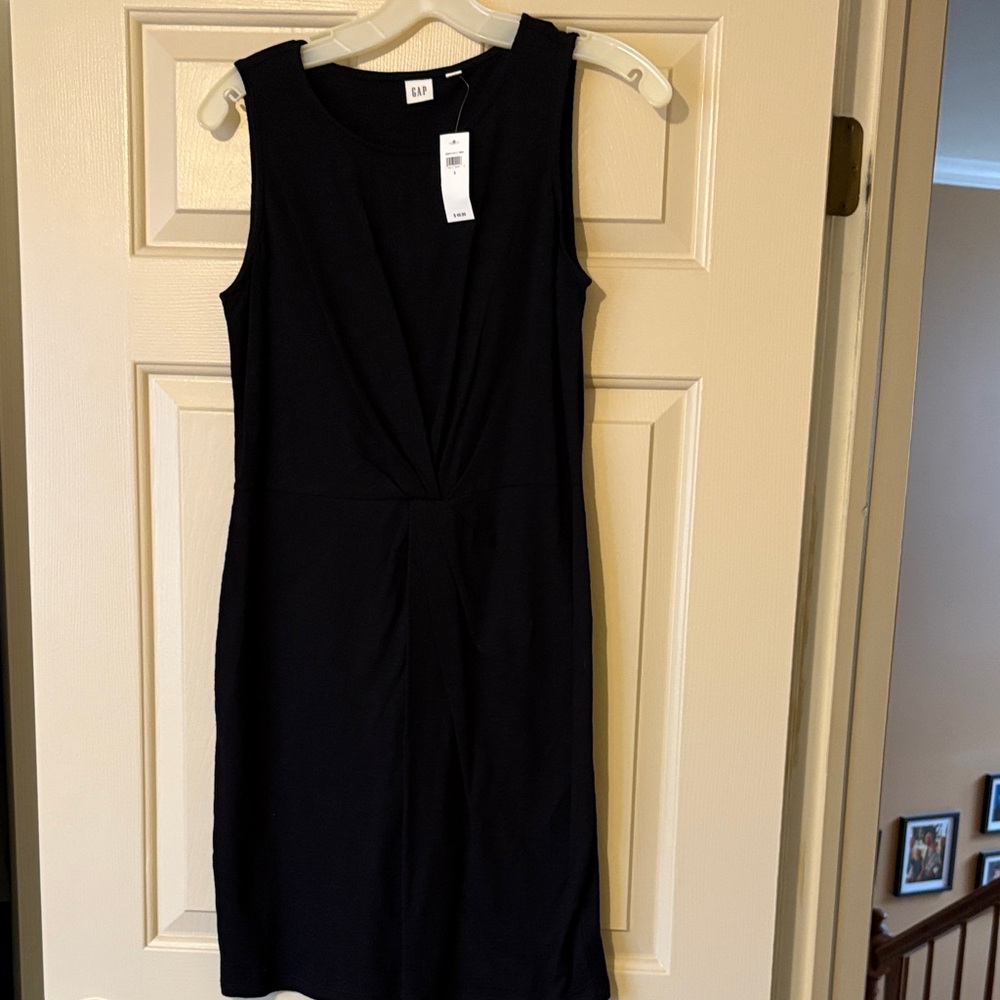 GAP Black Sleeveless Midi Dress with Twist Front Detail NWT